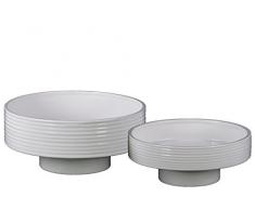 Urban Trends Runde Keramik Blumentopf mit Niedergeschlagen unten und gerippte Seite glänzend Zwei Set-Oberfläche, Weiß