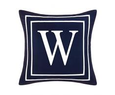 BLEUM CADE Blauer Kissenbezug mit englischem Alphabet Sofas, Bett, Stuhl, Auto 18 x 18 Dunkelblau W