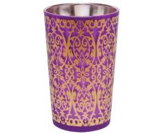 Caffco International Classic Home Collection Gold Scroll Muster Teelichthalter, Glas, 2,75 x 4.25- Zoll, Pink