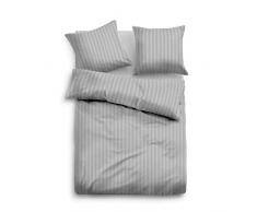 TOM TAILOR 0069934 Satin Bettwäsche Garnitur mit Kopfkissenbezug (Baumwolle) 1x 155x200 cm + 1x 80x80 cm, grau