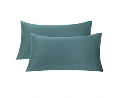 Sourcingmap 1800 Fadenzahl Ägyptische Baumwolle King/Standard Queen Size Kopfkissen Kissen Bezüge Set von 2, Grün - Seagreen, King(20 x 40)