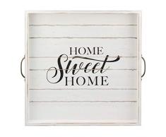 CKK Serviertablett aus Holz, quadratisch, mit Metallgriffen