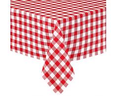 Buffalo Gingham Check Indoor/Outdoor Casual Baumwolle Tischdecke, Buffalo Plaid 100% Baumwolle Gewebe Küche, Terrasse und Esszimmer Tischdecken und Servietten, Baumwolle, Rot, 70 inches Round
