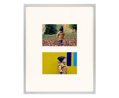 Golden State Art 11 x 14 Aluminium Rahmen mit Elfenbeinfarben Matte – Zeigt Zwei 5 x 7 Fotos – Echtglas, Sägezahn Kleiderbügel, Drehbar Taben, Metall, Wandmontage, Landschaft, Porträt Silber