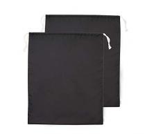 Augbunny Wiederverwendbare, langlebige 210D wasserdichte leichte Wäschebeutel für Zuhause, Schule, Reisen, Kordelzug-Verschluss, 2 Stück Large schwarz