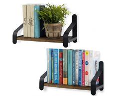 Rustikal State Küche Décor 40,6 cm wieder Holz Wandregal und schwebend Klammern Walnuss SET von 2