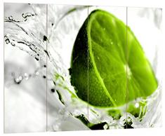 Pixxprint HBVs_2123_80x60 frische Limette in Wasser MDF-Holzbild im Bretterlook Wanddekoration, bunt, 80 x 60 x 2 cm