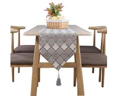 JH table runner Gitter kariert Geometrie Relief Kaschmir Cheney Garn Kaffee Küche Esszimmer Bett Tischläufer 12.5x63(32x160cm)