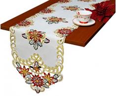 CloudSun Weihnachts-Tischdecke, Weihnachtsstern, Bestickt, mit goldfarbenen Pailletten und Weihnachtsstern Runner 14×69 cremefarben