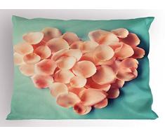 Coral Kissen Sham von lunarable, Herzform Blumenmuster Blütenblätter Valentines Mutter Wedding Day Sweet Still Life Icon, dekorative Standard Größe gedruckt Kissenbezug, Coral Türkis 26 W By 20 L Multi 1