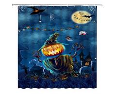 jingjiji Weihnachtsdeko-Duschvorhang Cartoon-Landschaft Kaktus Ozean abstrakte Kürbis-Laterne Badezimmer Dekoration Vorhänge Polyester Stoff wasserdicht mit Haken 178 x 178 cm Multi G4601