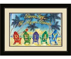 Northwest Art Mall jm-6732 mfgdm RXC Parrot Schlüssel Florida Relax stühle 33 x 40,6 cm gerahmtes Wandbild Art von Künstler Jim MAZZOTTA