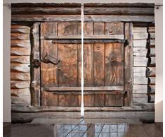Vintage Vorhänge Decor von ambesonne, rustikal Holz Tür von alten Scheune in Farmhouse Landschaft Village Alter ländlichen Life Bild, Wohnzimmer Schlafzimmer Window Drapes 2 Panel Set, 108 W x 84L Zoll, Braun