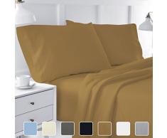 Cottington Lane 400 Fadenzahl Satin Weave Glanz & weicheres Gefühl 4 Stück Bed Sheet Set 100% reinen, natürlichen Baumwolle Super Finish für Matratzen bis 38,1 cm Deep Pocket, baumwolle, taupe, Volle Größe