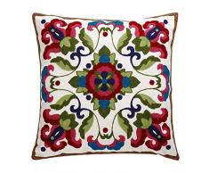 Generic 100% Baumwolle Gesticktes Chinoiserie Style Muster Kissen Fall Dekorativer Überwurf-Kissenbezug mit Reißverschlüsse 45,7 x 45,7 cm Home Dekorative