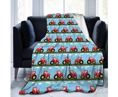 Homny Fleecedecke mit Traktor-Muster, sehr weich, 380 g/m², leichte Mikrofaser-Decke, für alle Jahreszeiten, antistatisch, warm, dick 50x40 Traktormuster