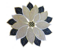 GRANDDECO Tischläufer für Weihnachten, Weihnachtsstern, Bestickt mit Weihnachtsblume, Leinen, für Zuhause, Abendessen, Weihnachten, Tischdekorationen Placemat 14 Set of 4 schwarz