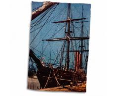 3dRose Handtuch, Vintage-Stil, Motiv Dampfschiff bei Nacht, Maritime Geschichte, Magische Laterne, Weiß, 38,1 x 55,9 cm