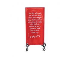 Lifeforce Glass But They Who Wait for The Lord, inspirierendes Glasschild Comforting Schrift Vers für Ihren Schreibtisch, Reassurance for Hard Times, Rot
