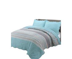 Vivinna Quilt Twin/King Size Sets Aufschrift umfassen 2 kissenrollen Patchwork Tagesdecke Twin:68x88 Seeblau