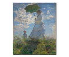 Wieco Art Leinwanddruck, Motiv Frau mit Sonnenschirm Madame Monet und ihr Sohn von Claude Monet, berühmte klassische Ölgemälde, Reproduktion, Galerie, verpackte Menschen, Kunstwerke für Schlafzimmer, Heimdekoration
