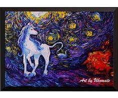 Uhomate A054 Wand-Dekoration, Motiv: Einhörner, Vincent Van Gogh, Sternennacht, Wanddekoration, Wanddekoration für Babyzimmer 8X10 inch