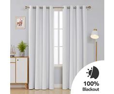 Deconovo 100 % Verdunkelungsvorhang Thermoisoliert Ösen Top Room Verdunkelung Deko Fenster Vorhänge Set von 2 Paneelen 52 x 84 Inch Greyish White