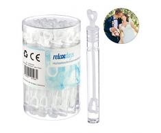 Relaxdays Seifenblasen Hochzeit, 24 Stück, Herzgriff, Seifenblasenflüssigkeit, Gastgeschenk, Herz Design, Keine Pistole, Kunststoff, Seifenblasenwasser, bunt, Standard