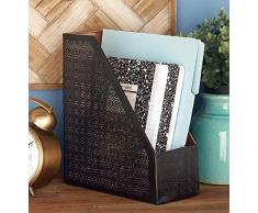 Deco Company Zeitschriftenhalter, Metall, Schwarz/Braun, 30,5 x 27,9 cm 12 x 11 schwarz/braun