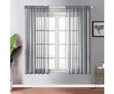 YOKISTG Vorhänge aus Leinen, für Schlafzimmer, Wohnzimmer, Fenster, 2 Paneele 54 x 63 grau