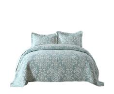 Blau Gestreift klassischen Baumwolle 3 Stück Patchwork Tagesdecke Quilt Sets, Queen