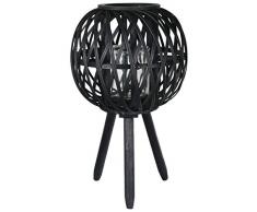 Benjara Moderne Laterne aus Bambus, mit Stativfuß, Schwarz