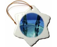 3dRose ORN 10030 _ 1 Ballerinas Dancing Unterwasser in einem Schwimmbad 2 Porzellan Schneeflocke Ornament, 3 Zoll