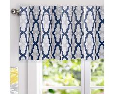 DriftAway Mason Geometrisches Spalier Muster Fenster Vorhang Volant Stange Tasche 52x18 Navy