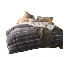 LifeTB Luxus Plaid Bettbezug Sets Dicker Flanell Bettwäsche Kollektion 3 Stück Grid Mustern Bedruckt Weich und Warm Hotel Qualität Tröster, Sets, Baumwolle, Blau, King Size