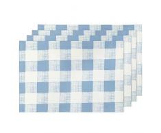 Lahome Karierte Platzdeckchen – Wasserabweisendes Polyester Tischmatten mit Büffelkaro, 33 x 48 cm, Tischmatte für Esszimmer, Küche, Tischdekoration blau