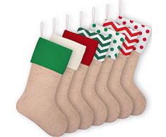Aneco 40,6 cm Jute, Weihnachtsstrümpfe, Weihnachtsstrümpfe zum Aufhängen, für Weihnachtsdekoration oder zum Basteln Farbe, 1
