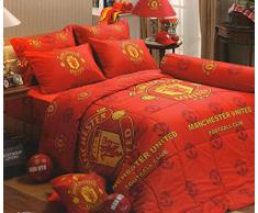 Tamegems Bedding Manchester United Football Club Offizielles Lizenz-Bettwäsche, Bettlaken, Kissen Fall, Nackenrolle Fall, MU001 Set B, 152,4 x 198,1 cm Queen Size
