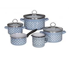 KrÃ¼ger Karl Topfset RÃGEN 5 teilig Kochtopf, Stahl, blau mit weiÃen punketen, 24 cm