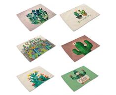hacaso tropischen Pflanzen Forest Muster Esstisch Mats Set von 6 Baumwolle Leinen Tischsets 13