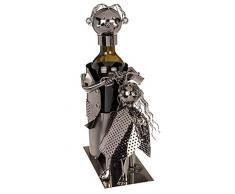 Out of the Blue 71/3182 Flaschenhalter aus Metall, Friseur, circa 23 x 21 cm, ideal als Deko und Geschenkverpackung, Stahl, mehrfarbig