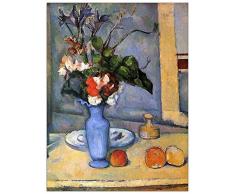 ArtPlaza Cezanne Paul-Still Life with Blue vase, Dekorative Paneele, Holz, Mehrfarbig, 60 x 1.8 x 80 cm
