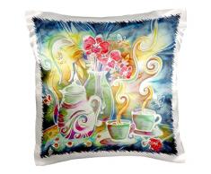 3dRose PC 116254 _ 1 Tea Time Teekanne und Teetassen und Lovely Blumen Digital Art – Kissen Fall, 16 von 40,6 cm