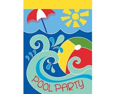 Magnolia Garden Pool Party Beach Ball Wellen Blau 13 x 18 Eckig Kleinen Garten Flagge