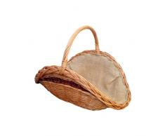 Kamino-Flam Kaminholzkorb 339456, Allzweckkorb aus geschälter Weide und Innenbezug aus Jute, stabiler, optisch ansprechender Dekorationskorb, Zeitungskorb mit Tragehenkel, macht auch als Einkaufskorb oder Korb für Papiermüll