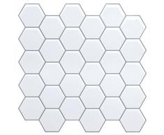 FAM STICKTILES Fliesenrückwand für Küche, Grau Arabesque zum Aufkleben auf Fliesen für Backsplash, dekorative Wandfliesen, Smart Fliesen abziehen und aufkleben. White-01