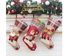 LoiStu Weihnachtsstrümpfe, 45,7 cm, Set mit Weihnachtsmann, Schneemann, Rentier, für Kamine, Weihnachtsbäume, Heimdekoration Style 2