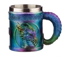 Puckator Drachen Bierkrug Regenbogen Drache silberfarben/regenbogenfaren, Bedruckt, 100% Edelstahl/Harz.