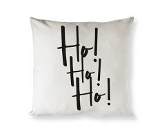 Die Baumwolle und Segeltuch CO. Weihnachten, Holiday Home Decor Kissenbezug, Kissenbezüge, Kissenhülle und dekorativer Überwurf-Kissenbezug (Natürliche Farbe, nicht weiß) Ho! Ho! Ho!