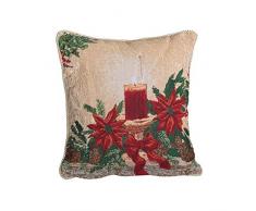 Violet Linen Decorative Christmas Poinsettias Tapestry Kissenhülle, Kerzen-Design, 18 x 18